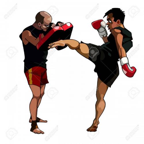 34370515-cartoon-man-fulfills-kick-paired-with-a-man-who-keeps-paws-boxing